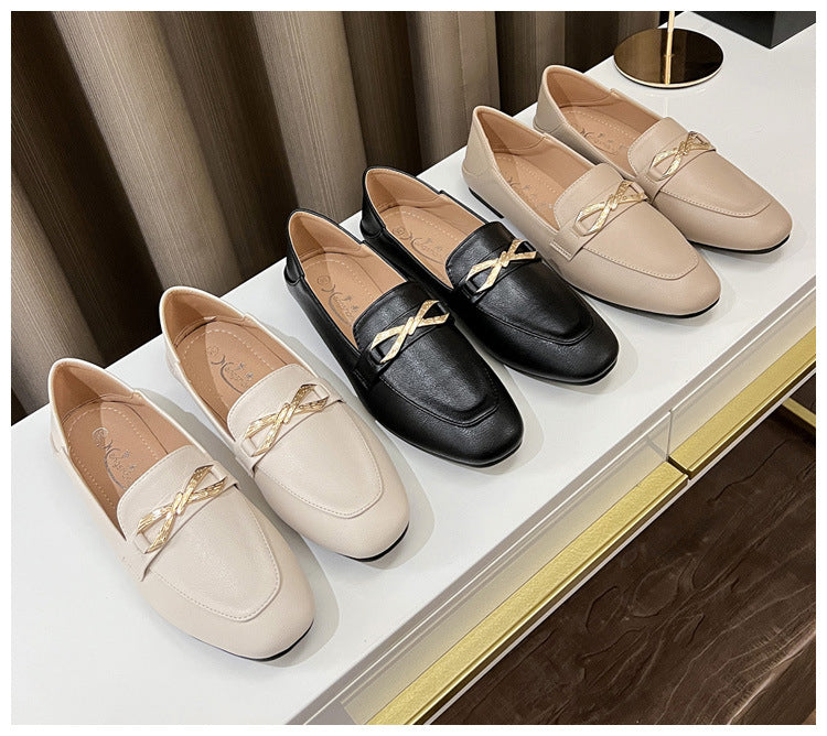 Elegante Loafer mit goldener Schleife für Damen