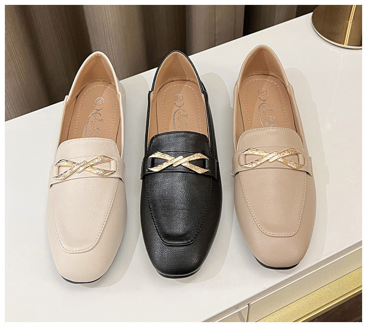 Elegante Loafer mit goldener Schleife für Damen