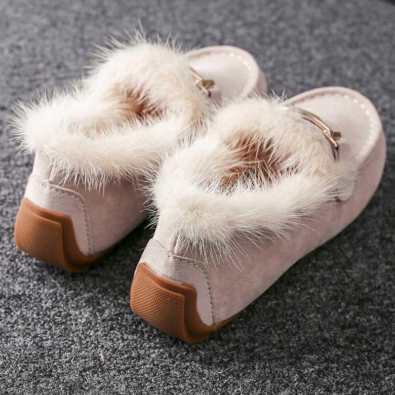 Elegante weiche Winter-Mokassins mit Kunstfell