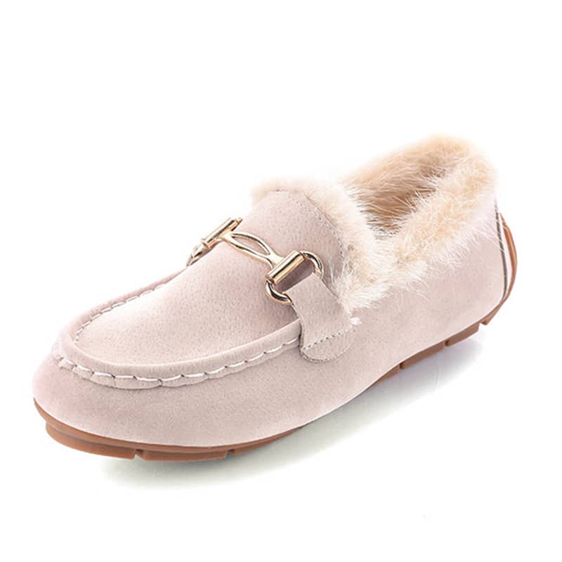 Elegante weiche Winter-Mokassins mit Kunstfell