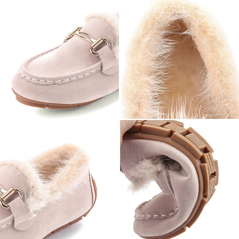 Elegante weiche Winter-Mokassins mit Kunstfell