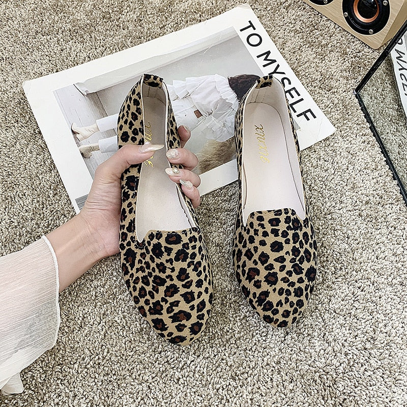 Flache Loafer mit Leopardenmuster für Damen