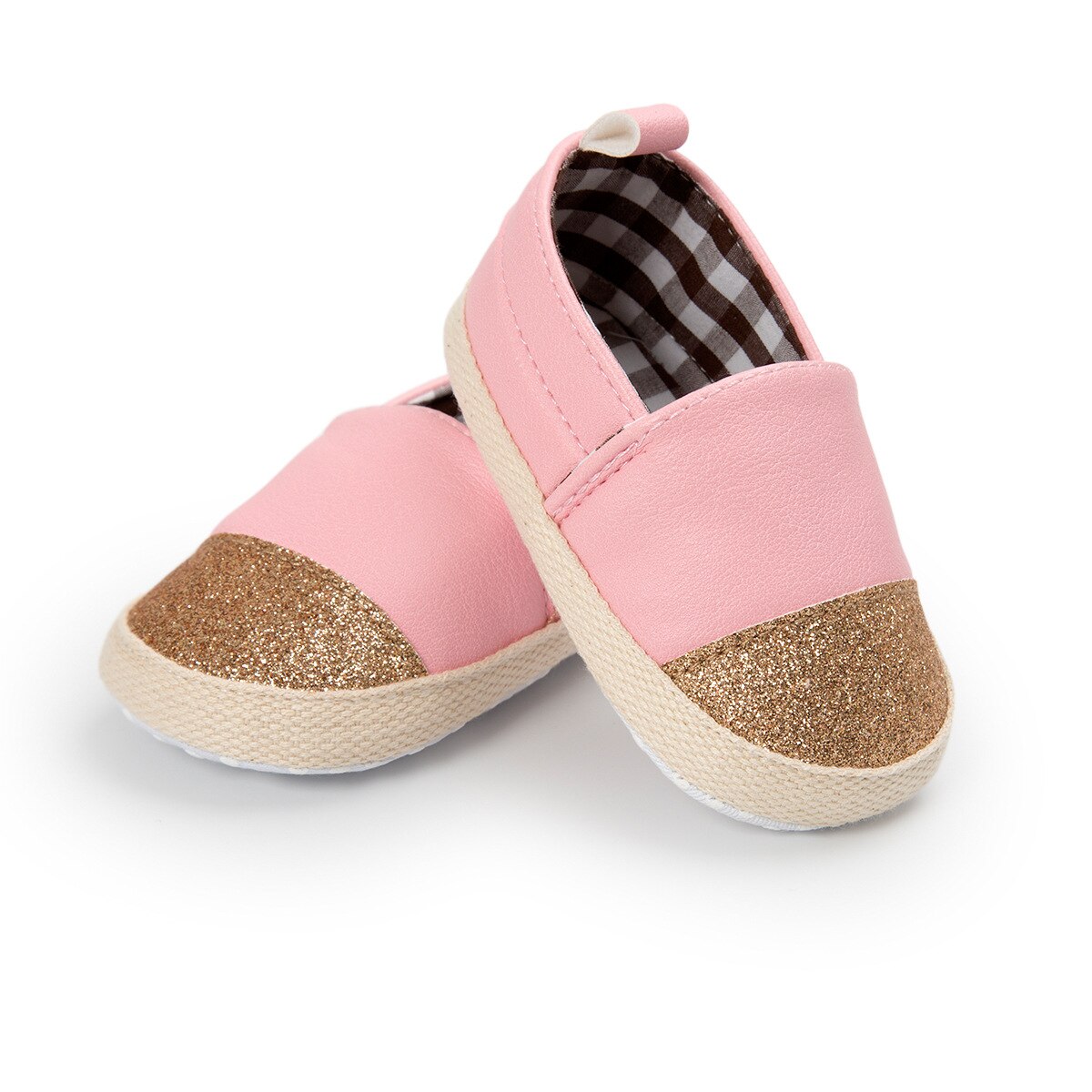 Zweifarbige glänzende Slipper für Babymädchen zum Reinschlüpfen