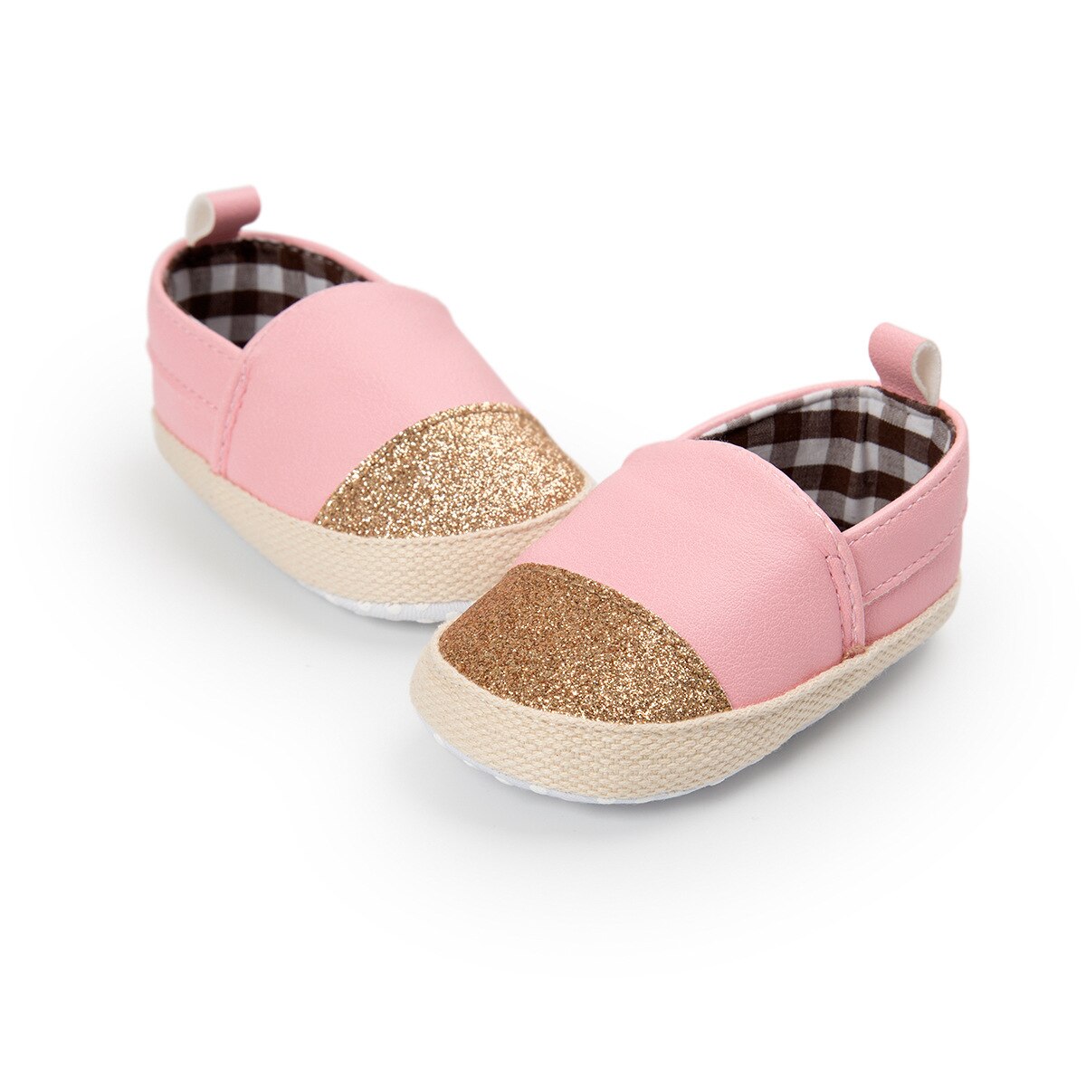 Zweifarbige glänzende Slipper für Babymädchen zum Reinschlüpfen