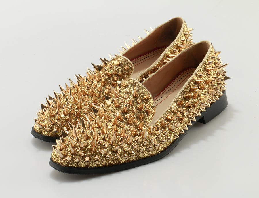 Goldene Nieten-Loafer für Herren