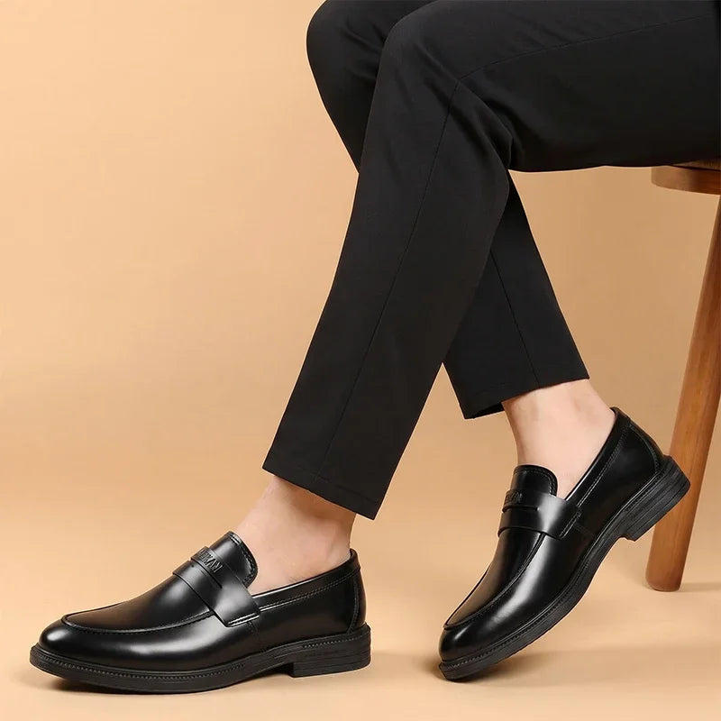 Schwarzer Herren-Loafer im Business-Stil mit dicker Sohle, Ansicht 2