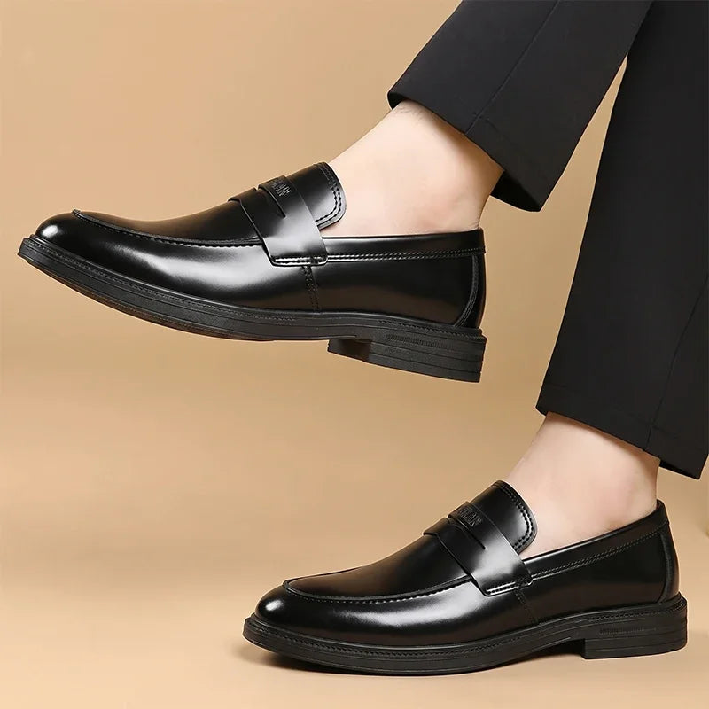 Schwarzer Herren-Loafer im Business-Stil mit dicker Sohle, Ansicht 3