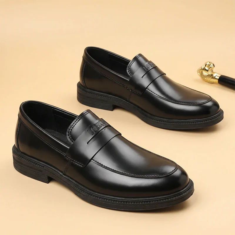 Schwarzer Herren-Loafer im Business-Stil mit dicker Sohle, Ansicht 5