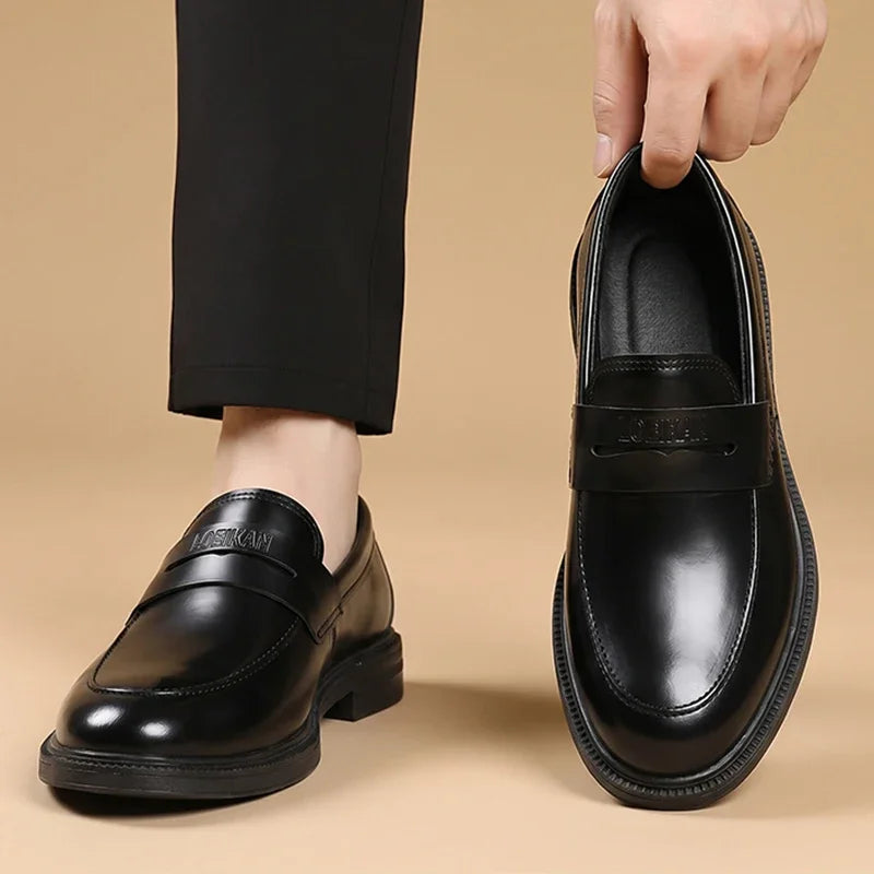 Schwarzer Herren-Loafer im Business-Stil mit dicker Sohle, Ansicht 7