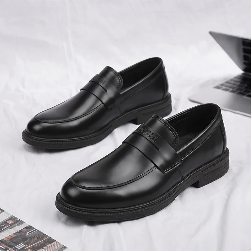 Schwarzer Herren-Loafer im Business-Stil mit dicker Sohle, Ansicht 8