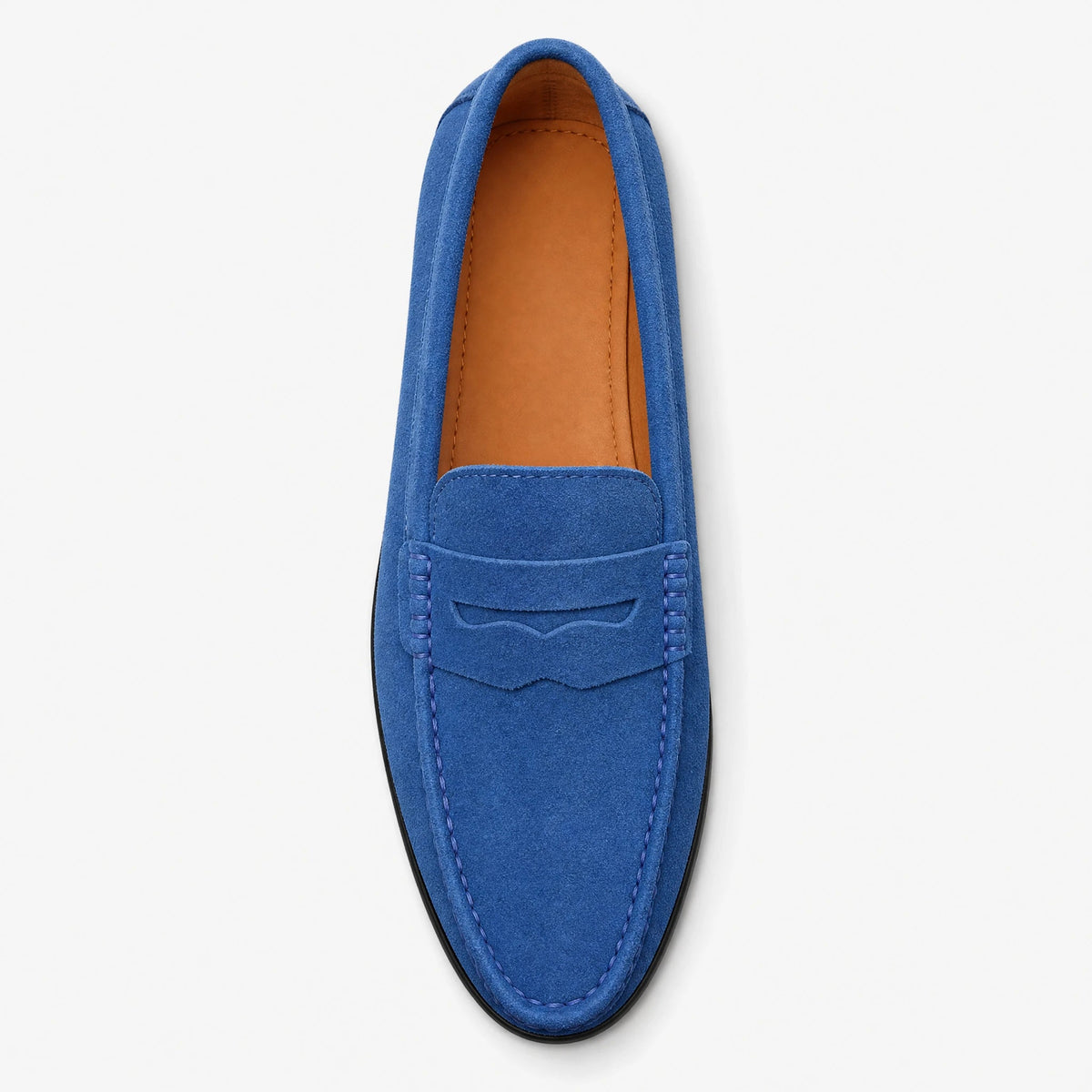 Blaue Herren Loafer aus Veloursleder mit Profilsohle in Marineblau, Ansicht 1