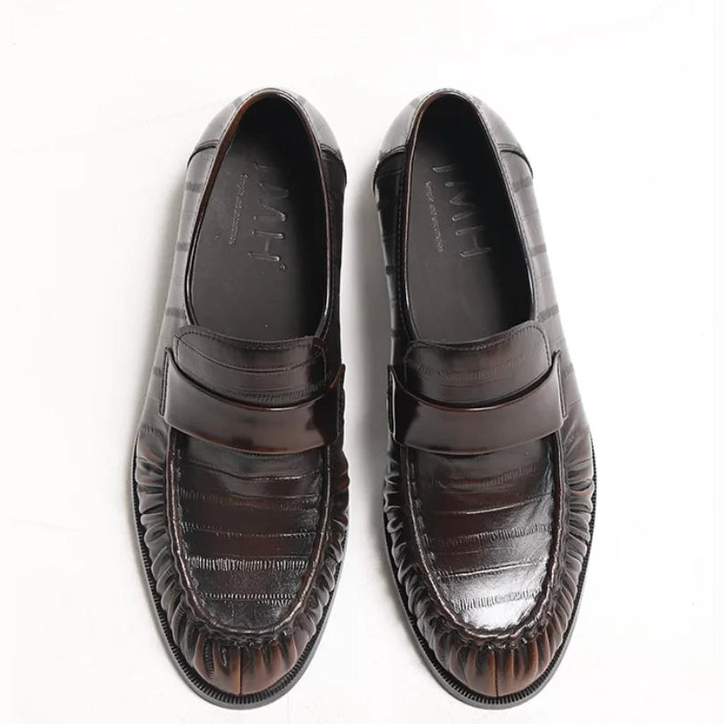 Herren Lederloafer in Aalhaut-Optik in Dunkelbraun, Ansicht 10