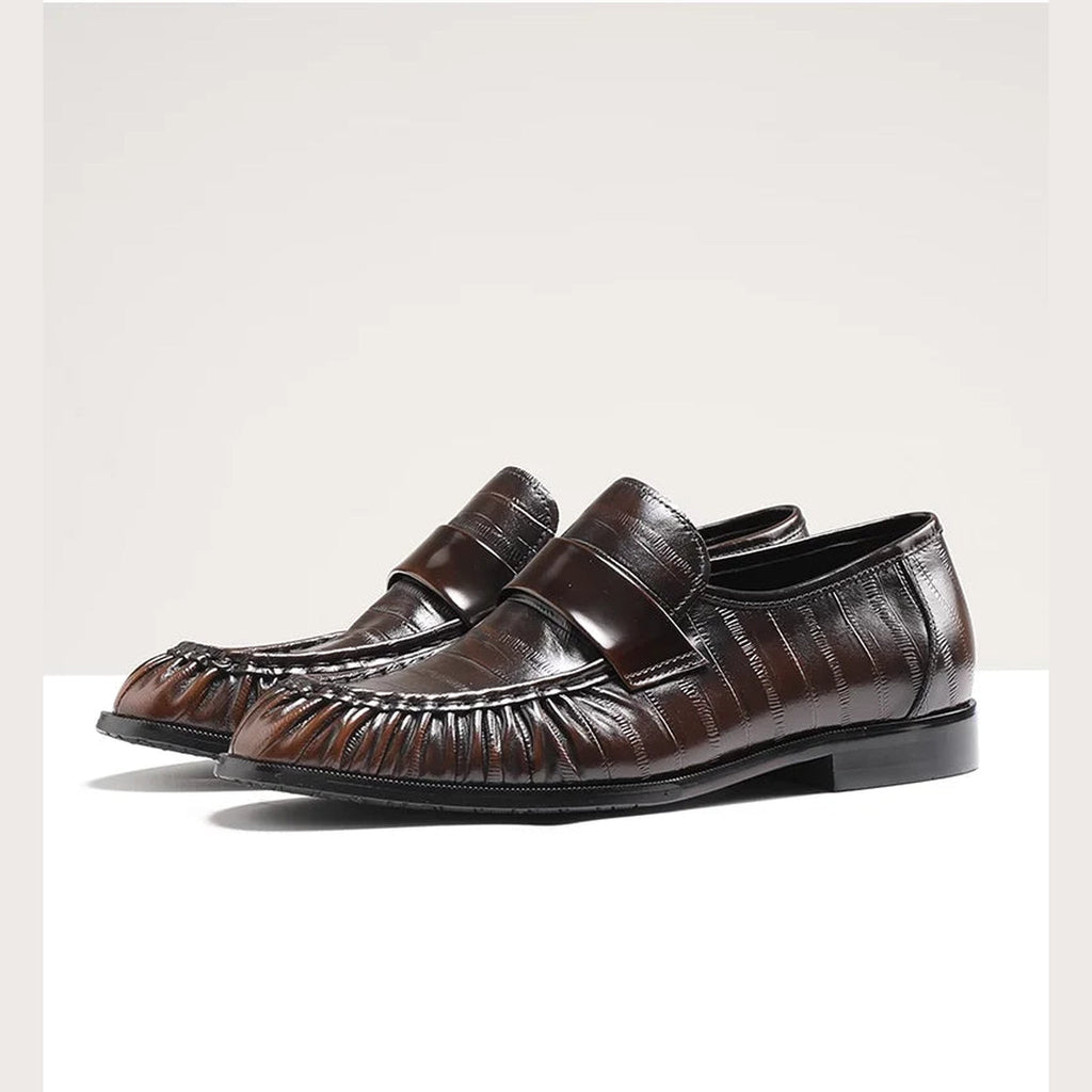 Herren Lederloafer in Aalhaut-Optik in Schwarz, Ansicht 3