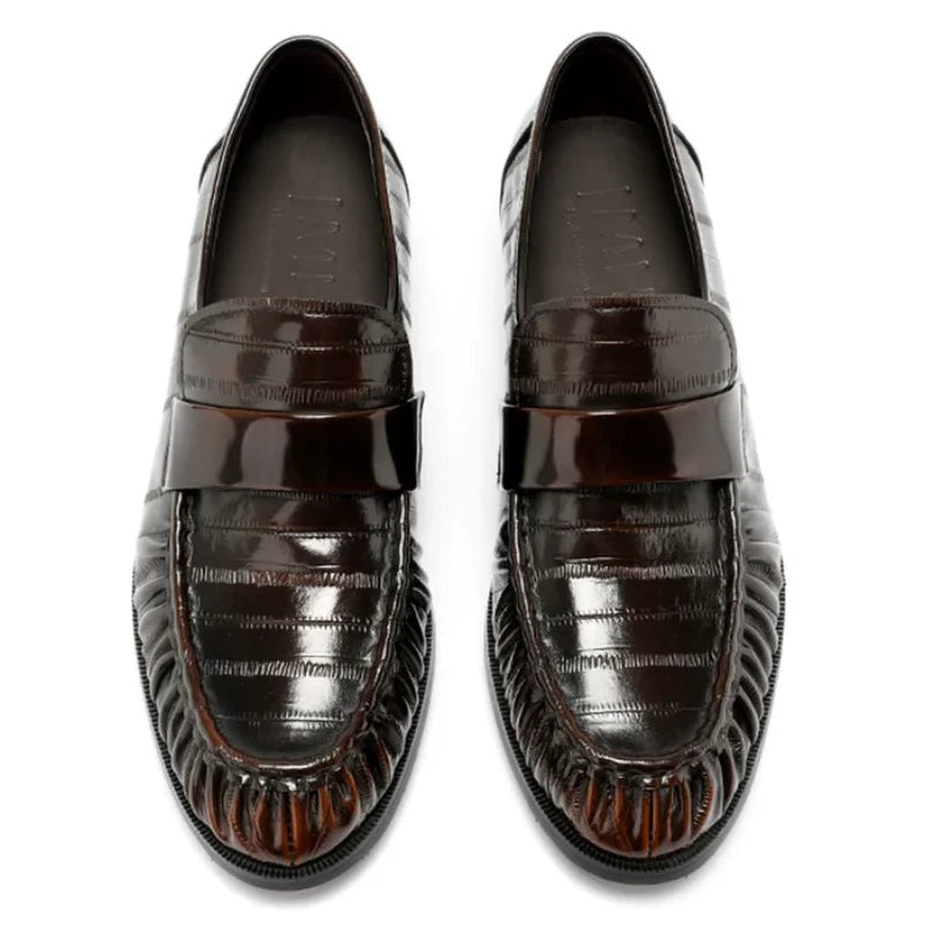 Herren Lederloafer in Aalhaut-Optik in Schwarz, Ansicht 5