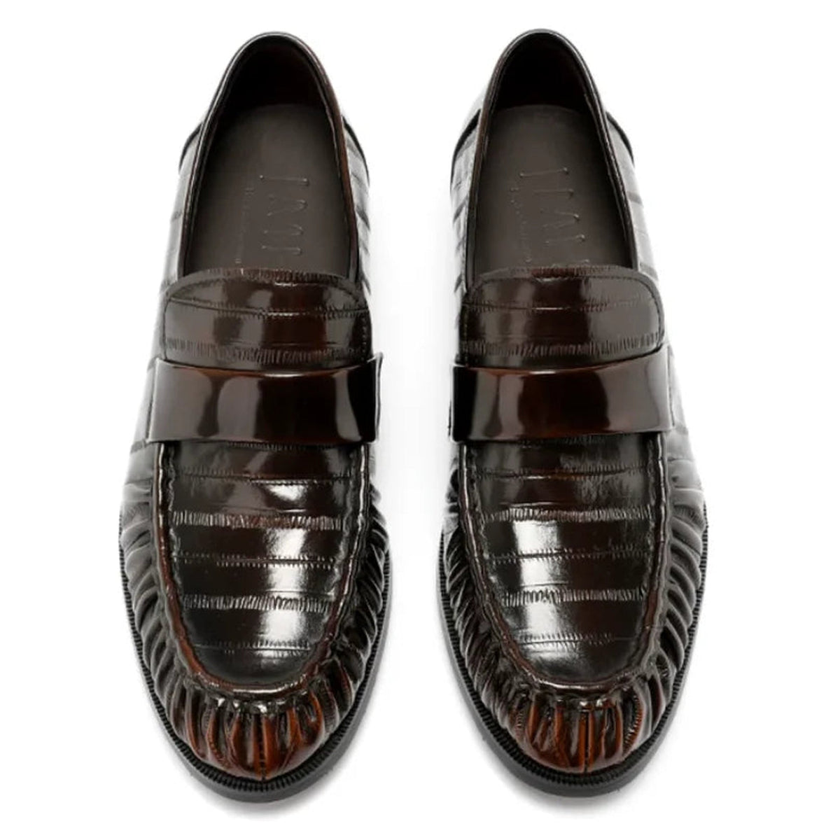 Herren Lederloafer in Aalhaut-Optik in Schwarz, Ansicht 5