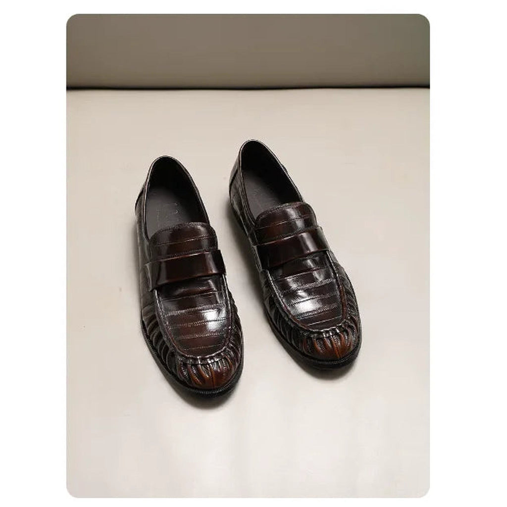 Herren Lederloafer in Aalhaut-Optik in Dunkelbraun, Ansicht 6