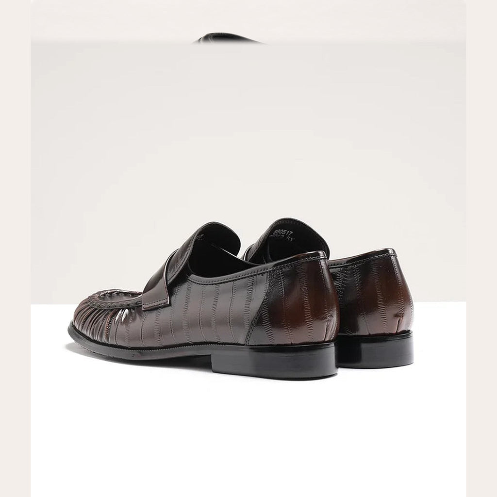 Herren Lederloafer in Aalhaut-Optik in Dunkelbraun, Ansicht 8