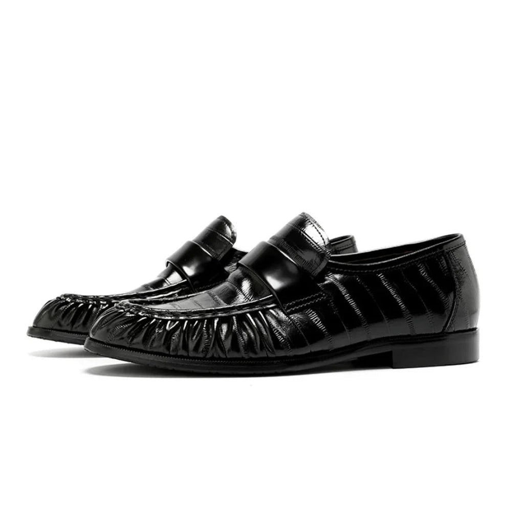 Herren Lederloafer in Aalhaut-Optik in Schwarz, Ansicht 9