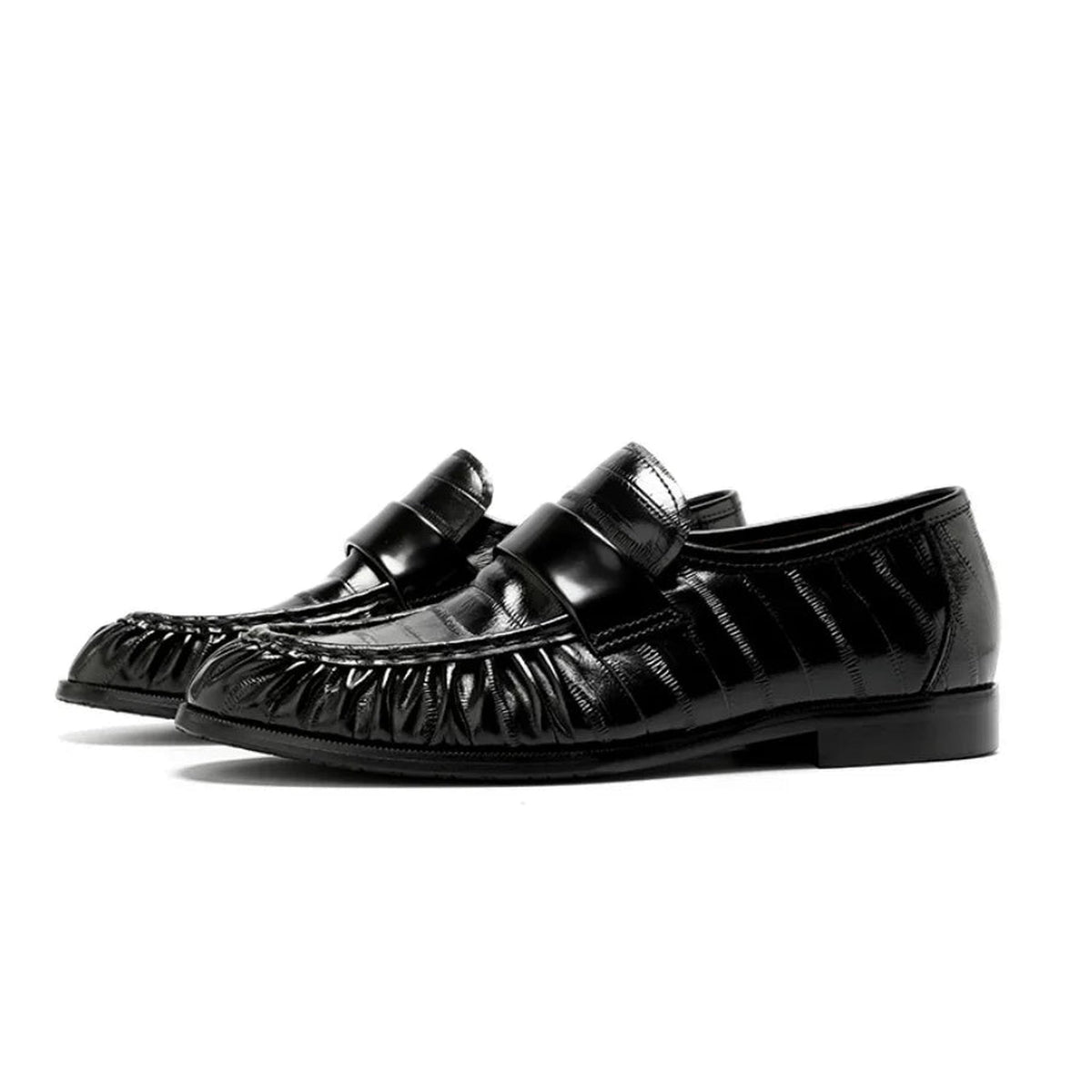 Herren Lederloafer in Aalhaut-Optik in Schwarz, Ansicht 9