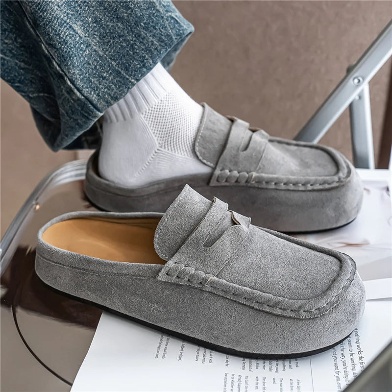Graue Herren Penny-Loafer Pantolette