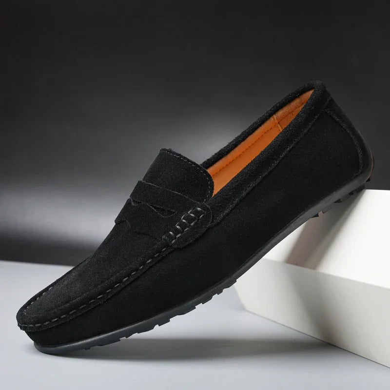 Herren Loafer mit Profilsohle im Penny-Stil in Schwarz, Ansicht 1