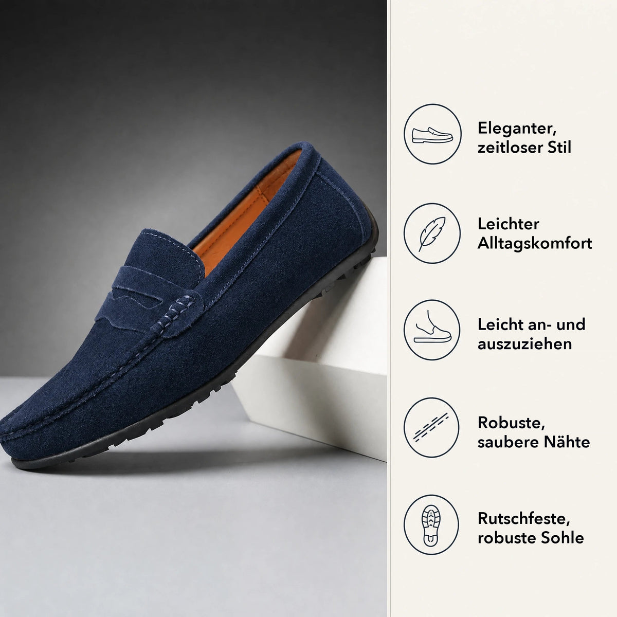 Herren Loafer mit Profilsohle im Penny-Stil in Hellgrau, Ansicht 4