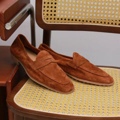 Herren Loafer aus Wildleder mit Penny-Ziernaht, Cognac