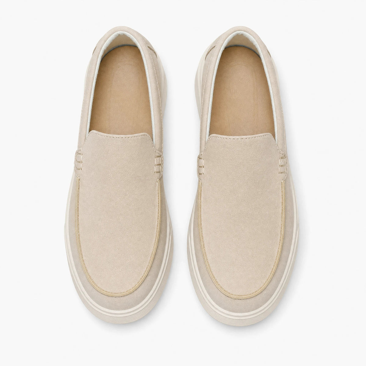Cremefarbener Herren-Mokassin mit Plateausohle in Beige