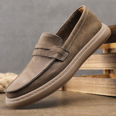 Herren-Mokassin mit Riemen und dicker Sohle, Taupe