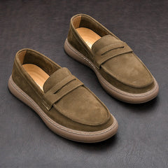 Herren-Mokassin mit Riemen und dicker Sohle, Khaki