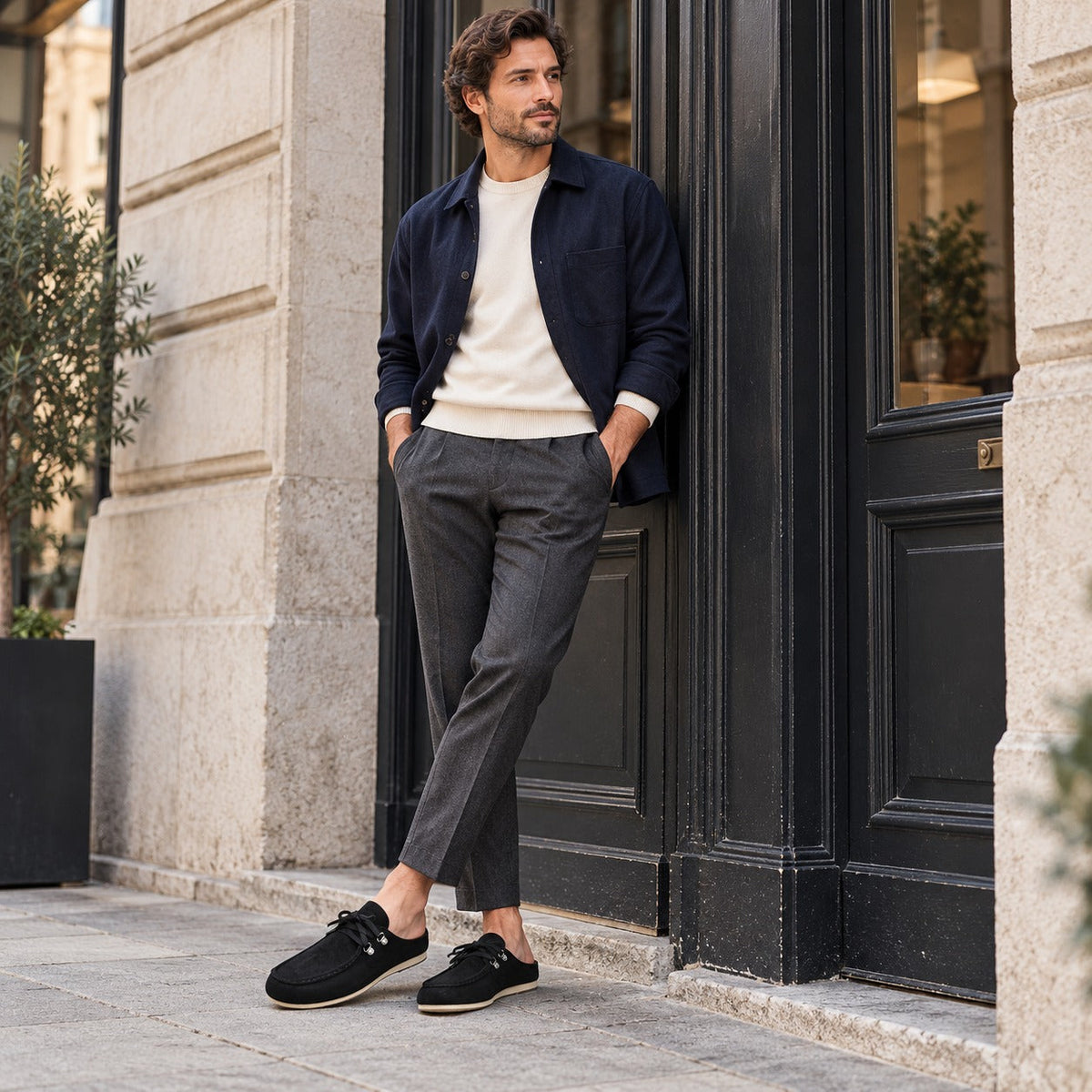 Herren-Mule mit Schnürung und offener Ferse, Farbe Beige, Ansicht 5