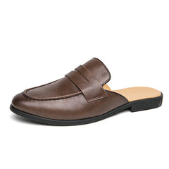 Offene Herren-Mokassin-Mules mit glattem Obermaterial, Braun