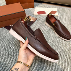 Herren Slipper hellbraun zum Reinschlüpfen, Komfortsohle, Braun