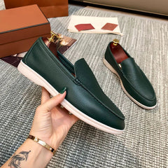 Herren Slipper aus Kunstleder zum Reinschlüpfen, dunkle Farben, Grün