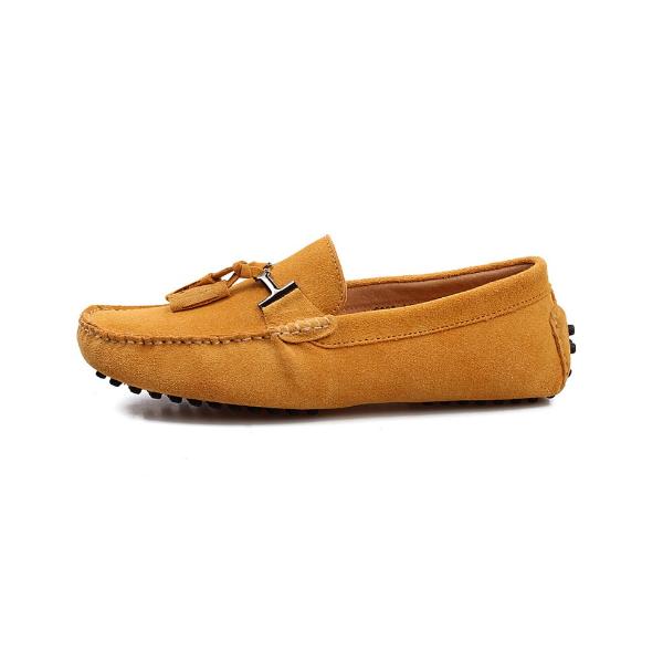 Kamelbraune Wildleder-Loafer mit Quasten für Herren