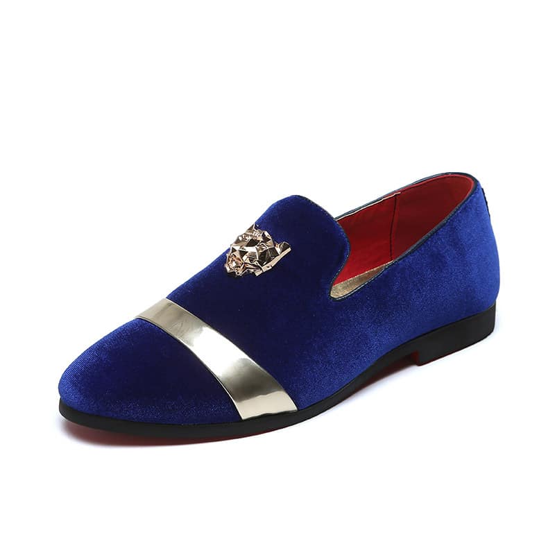 Hochzeits-Loafer aus Samt mit Tiger-Emblem
