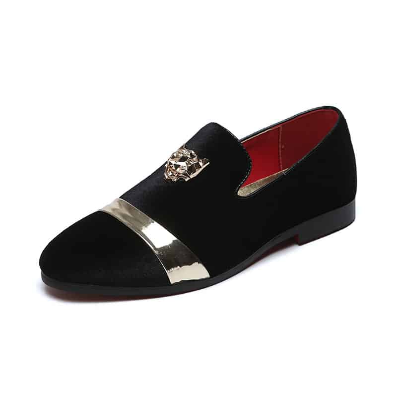 Hochzeits-Loafer aus Samt mit Tiger-Emblem