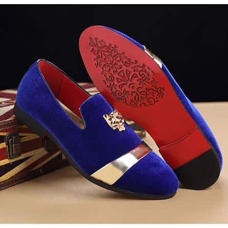 Hochzeits-Loafer aus Samt mit Tiger-Emblem