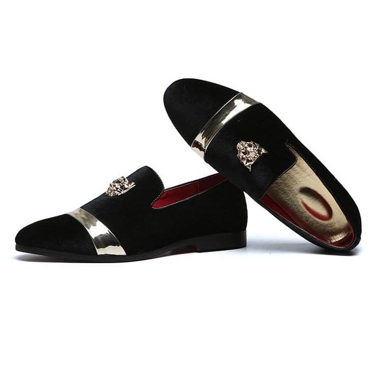 Hochzeits-Loafer aus Samt mit Tiger-Emblem