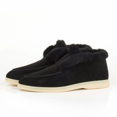 Gefütterte Loafer aus Wildleder für Damen, Schwarz