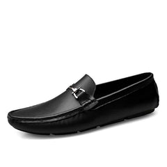 Italienische Echtleder-Loafer für Herren, Schwarz