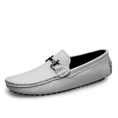 Italienische Echtleder-Loafer für Herren, Weiß