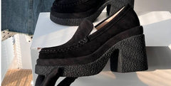 Klassische Loafer in Wildleder-Optik für Damen, Schwarz