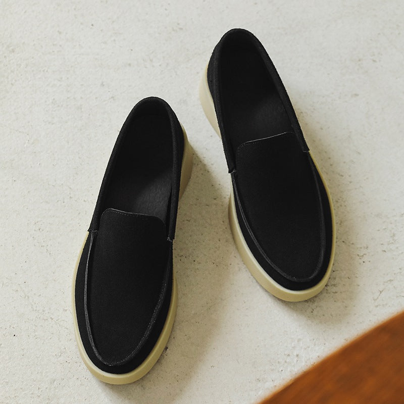 Loafer mit dicker Sohle aus Veloursleder in Taupe, Ansicht 9