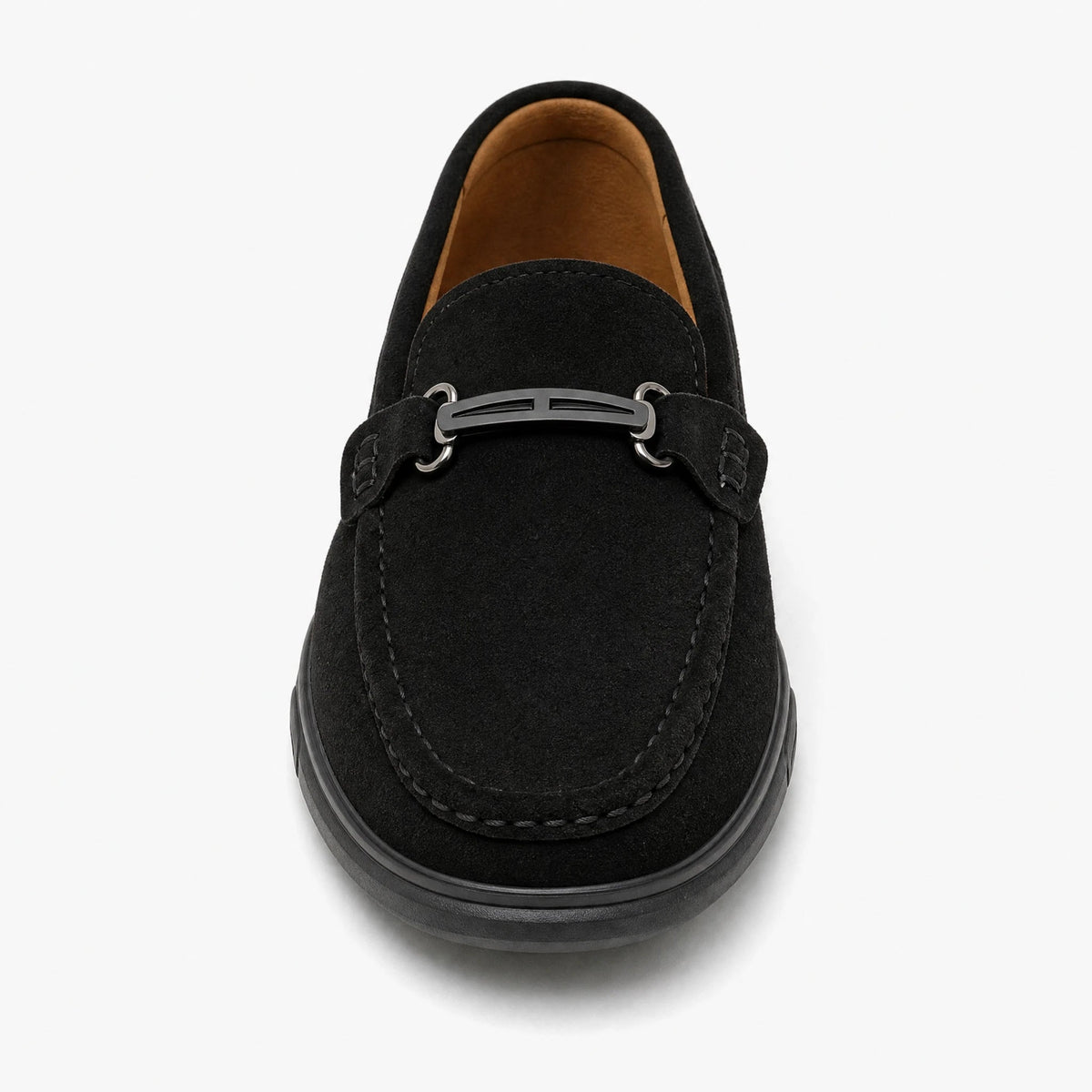 Herren-Loafer mit Gummisohle und Metallschnalle in Schwarz