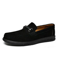 Herren-Loafer mit Gummisohle und Metallschnalle, Schwarz und Camel, Schwarz