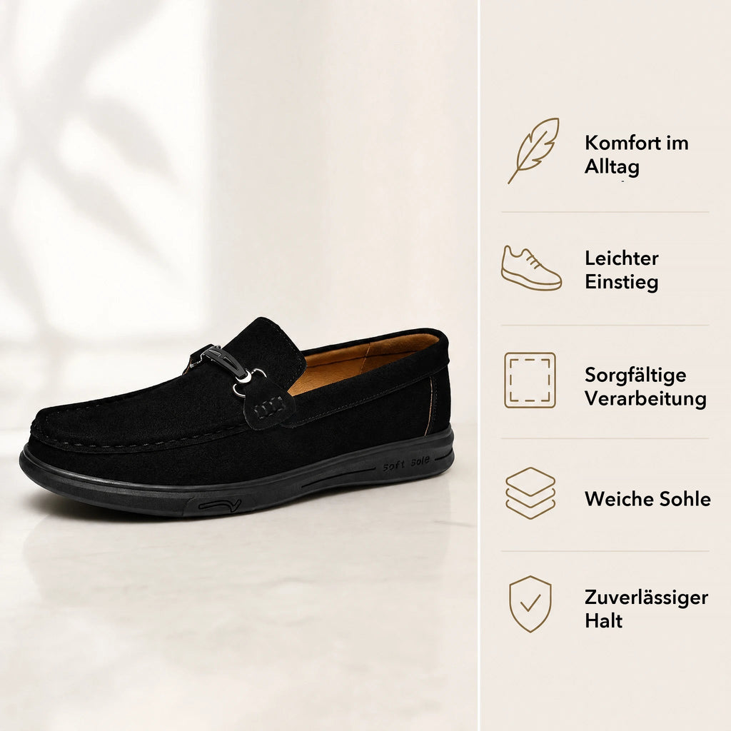 Herren-Loafer mit Metallschnalle in Camel, Ansicht 4