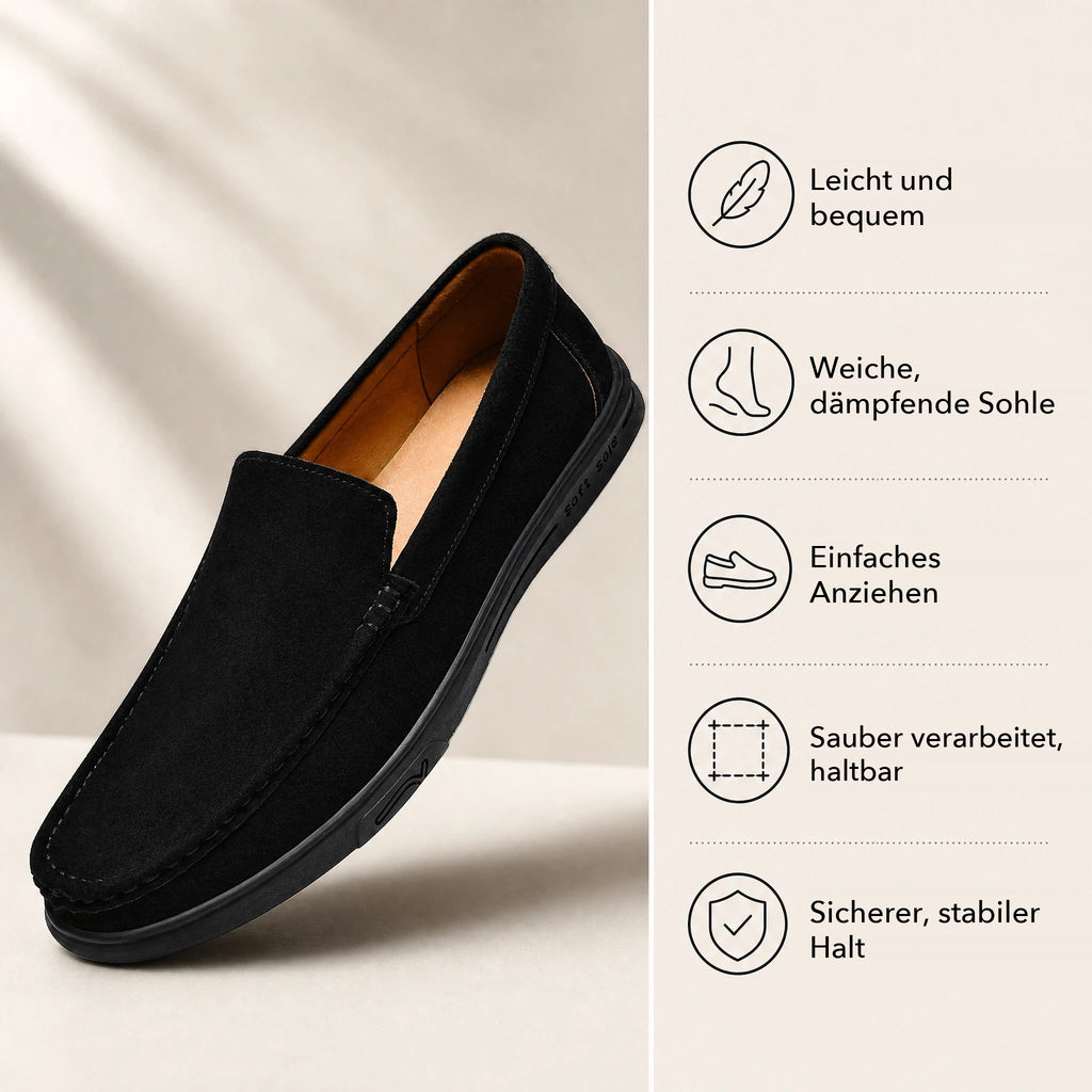 Herren-Loafer mit Profilsohle in Schwarz, Ansicht 4