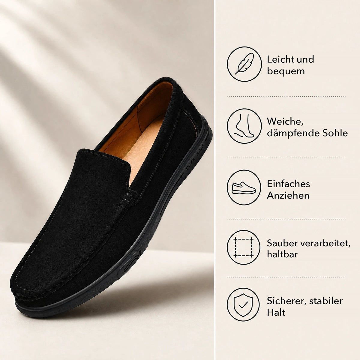 Herren-Loafer mit Profilsohle in Schwarz, Ansicht 4 Bild