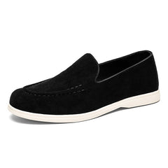 Slip-on-Loafer für Herren mit weißer Sohle, minimalistisch, Schwarz